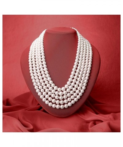 4-8.5mm Cultured Pearl 5-Strand Layered Necklace with Sterling Silver White Pearl 16.0 Inches $106.49 Necklaces