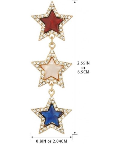 Americana Collection Jewelry | Red White | Blue Plexi Double Star | Drop Dangle Post Earrings for Women Americana Star Stud E...