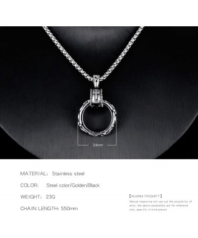 Cross Eternal Ring Pendant Necklace Stainless Steel Pendant Necklace for Men Women Best Friend Necklaces Silver $9.95 Necklaces