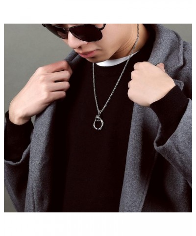 Cross Eternal Ring Pendant Necklace Stainless Steel Pendant Necklace for Men Women Best Friend Necklaces Silver $9.95 Necklaces