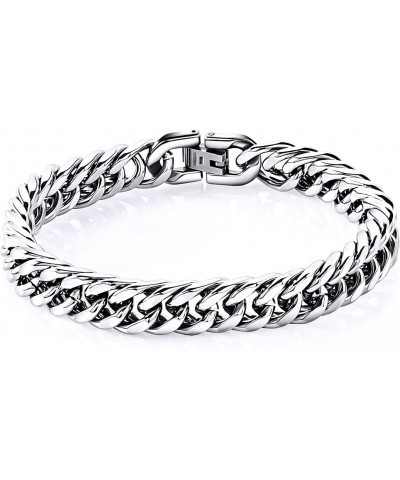 Cuban Link Bracelet for Men and Women, 316L Stainless Steel Cuban Bracelet, 0.4 * 8.2in Silver Chain Bracelet Women Men Brace...