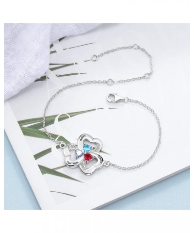 Personalized Name Heart Anklet with Simulated Birthstone Custom Bracelet for Women Girls Mother style 3 $15.07 Anklets