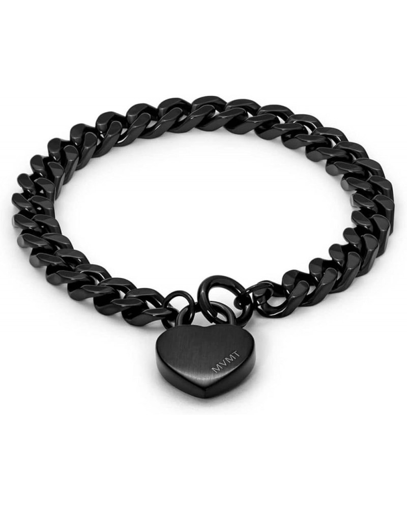 Chunky Heartlock Chain Bracelet for Women Black $36.52 Bracelets