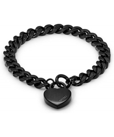 Chunky Heartlock Chain Bracelet for Women Black $36.52 Bracelets