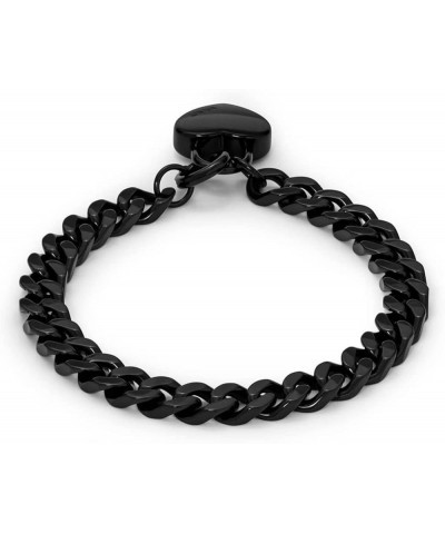 Chunky Heartlock Chain Bracelet for Women Black $36.52 Bracelets