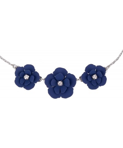 Matte Flower Short Statement Fashion Necklace Gift for Women and Girls Blue $8.15 Necklaces