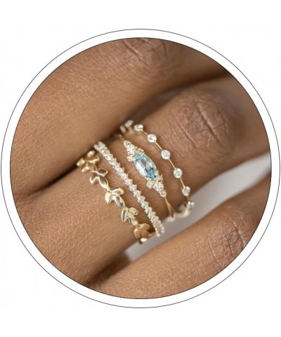 Gold Dainty Rings for Womem 14k Gold Plated Stackable Ring for Girls Size 6-11 Cubic Zirconia Gold Rings Set Wedding Rings fo...