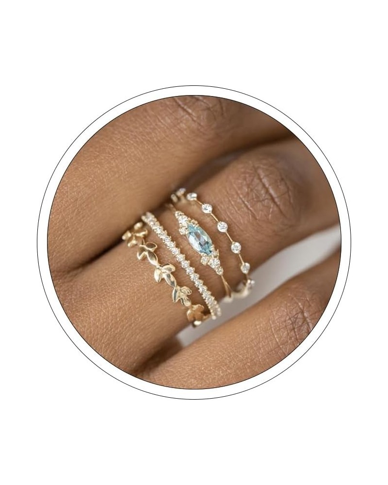 Gold Dainty Rings for Womem 14k Gold Plated Stackable Ring for Girls Size 6-11 Cubic Zirconia Gold Rings Set Wedding Rings fo...