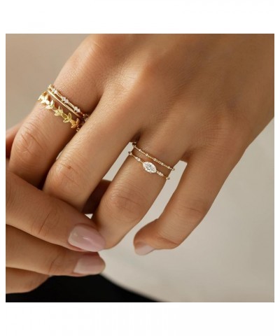 Gold Dainty Rings for Womem 14k Gold Plated Stackable Ring for Girls Size 6-11 Cubic Zirconia Gold Rings Set Wedding Rings fo...