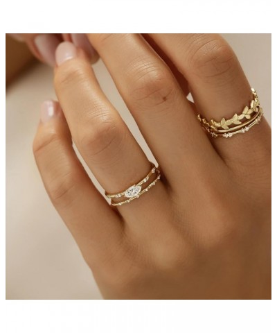 Gold Dainty Rings for Womem 14k Gold Plated Stackable Ring for Girls Size 6-11 Cubic Zirconia Gold Rings Set Wedding Rings fo...