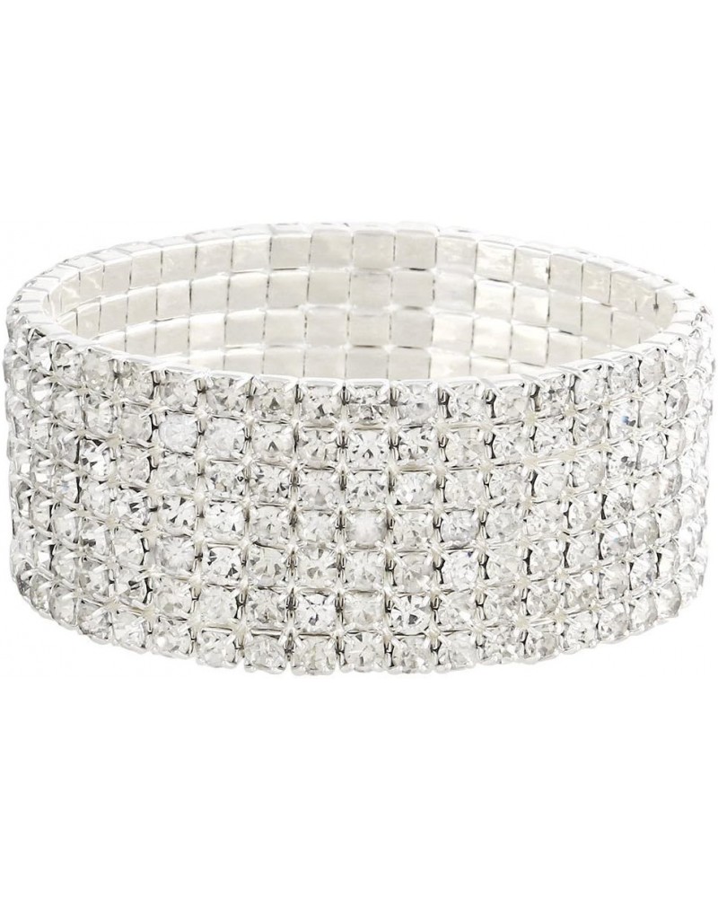 Rhinestone Crystal Stretch Bracelet Sparkle Wedding Bridal Clear 7 Rows $7.65 Bracelets