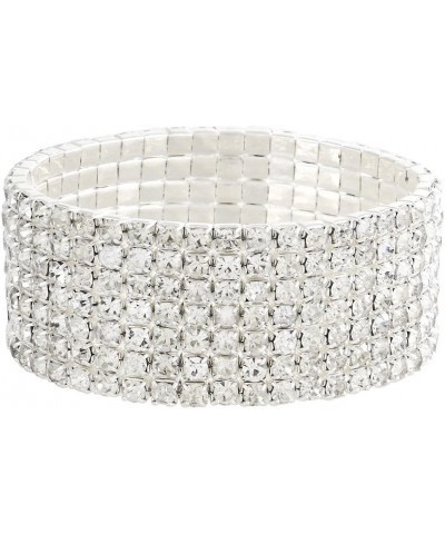 Rhinestone Crystal Stretch Bracelet Sparkle Wedding Bridal Clear 7 Rows $7.65 Bracelets