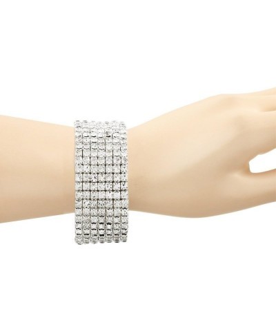 Rhinestone Crystal Stretch Bracelet Sparkle Wedding Bridal Clear 7 Rows $7.65 Bracelets