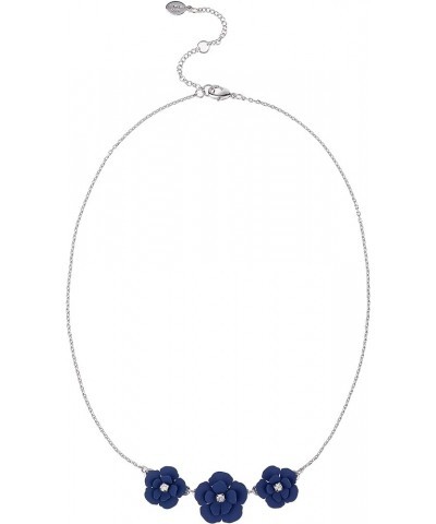 Matte Flower Short Statement Fashion Necklace Gift for Women and Girls Blue $8.15 Necklaces