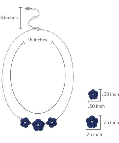 Matte Flower Short Statement Fashion Necklace Gift for Women and Girls Blue $8.15 Necklaces