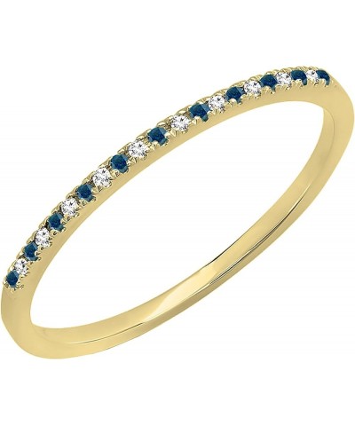 0.08 Carat (ctw) Alternate Round Blue & White Diamond Dainty Stackable Wedding Band for Her in 10K Gold 6 Yellow Gold $79.25 ...