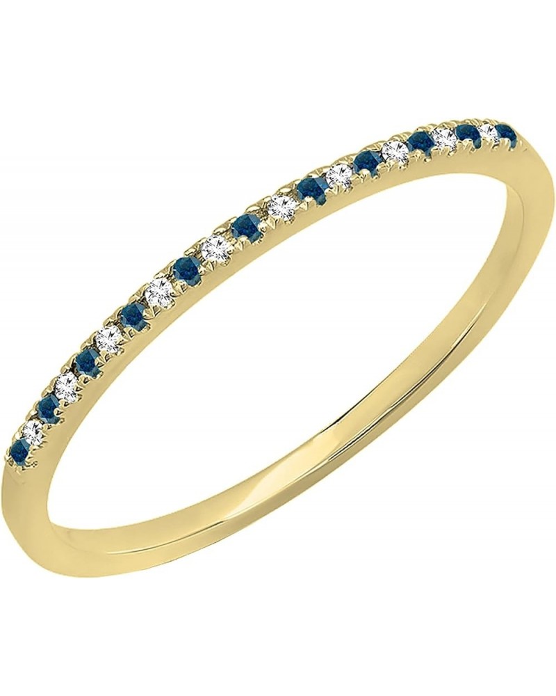 0.08 Carat (ctw) Alternate Round Blue & White Diamond Dainty Stackable Wedding Band for Her in 10K Gold 6 Yellow Gold $79.25 ...