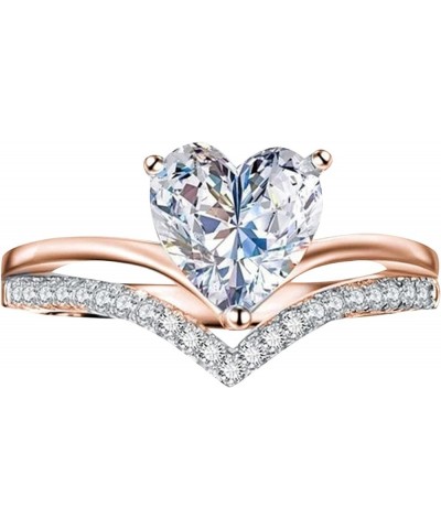 Engagement Ring Princess Personalized Women's Heart-Shaped Zircon Diamond Rings Nice Rings for Women (Gold, 6) Rose Gold 7 $8...