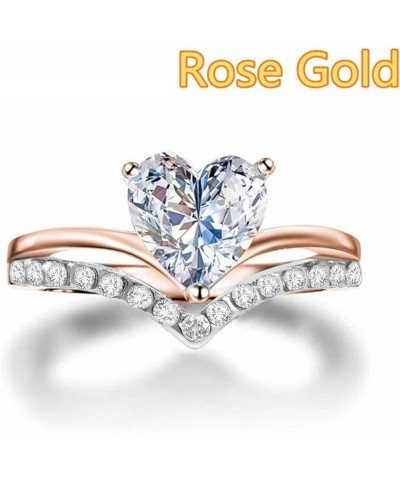 Engagement Ring Princess Personalized Women's Heart-Shaped Zircon Diamond Rings Nice Rings for Women (Gold, 6) Rose Gold 7 $8...