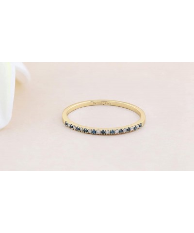 0.08 Carat (ctw) Alternate Round Blue & White Diamond Dainty Stackable Wedding Band for Her in 10K Gold 6 Yellow Gold $79.25 ...