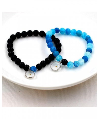 Natural Frosted Weathered Stone Yoga Healing Bracelet, Mustard Seed Charms, Meditation Relax Anxiety Bangle 2 PCS Blue $7.97 ...