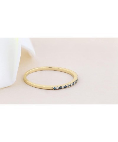 0.08 Carat (ctw) Alternate Round Blue & White Diamond Dainty Stackable Wedding Band for Her in 10K Gold 6 Yellow Gold $79.25 ...