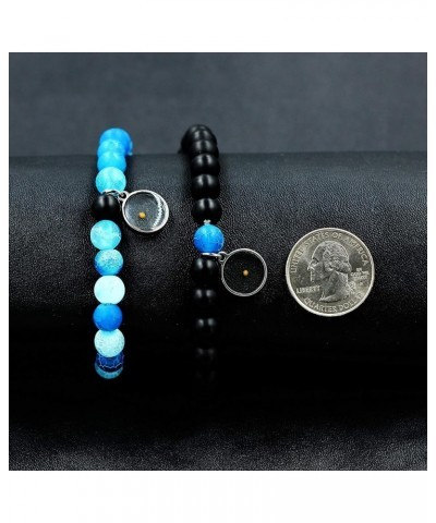 Natural Frosted Weathered Stone Yoga Healing Bracelet, Mustard Seed Charms, Meditation Relax Anxiety Bangle 2 PCS Blue $7.97 ...