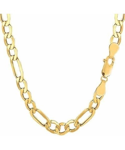 10k REAL Yellow Gold 3.5mm, 4.6mm, 5.4mm, Or 6.5mm Shiny Diamond-Cut Alternate Classic Mens Hollow Figaro Chain Necklace for ...