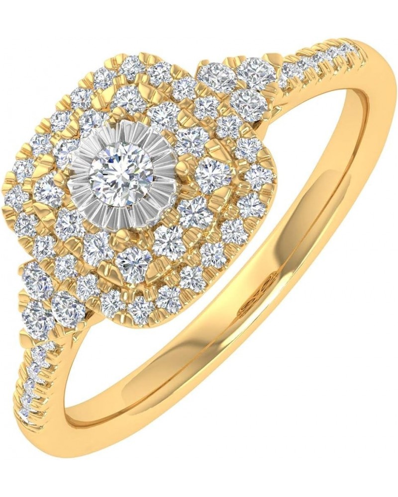 1/3 Carat Cushion cut Halo Diamond Engagement Ring in 10K Gold Yellow Gold $128.00 Rings