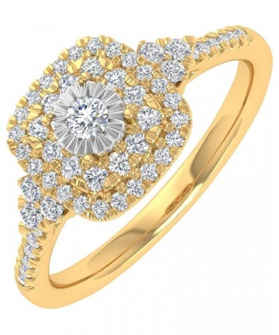 1/3 Carat Cushion cut Halo Diamond Engagement Ring in 10K Gold Yellow Gold $128.00 Rings