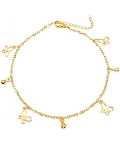 Ankle Bracelet for Women，bead zircon pendant 18K gold-plated anklet for women girls Butterfly $7.51 Anklets