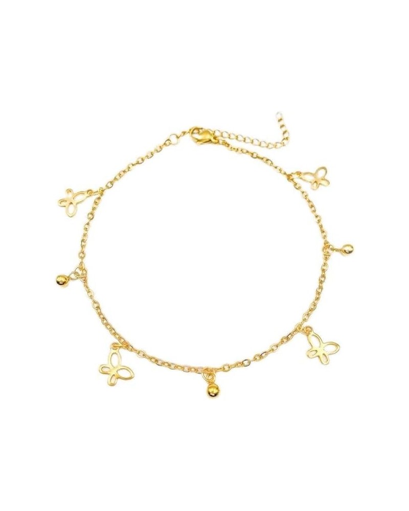 Ankle Bracelet for Women，bead zircon pendant 18K gold-plated anklet for women girls Butterfly $7.51 Anklets