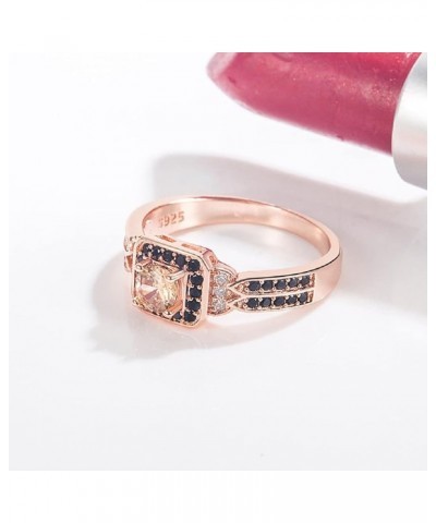 Women's Rose Gold Chocolate White and Brown Cubic Zirconia Statement Rings Black Wedding Rings for Women Chocolate Diamond Ch...