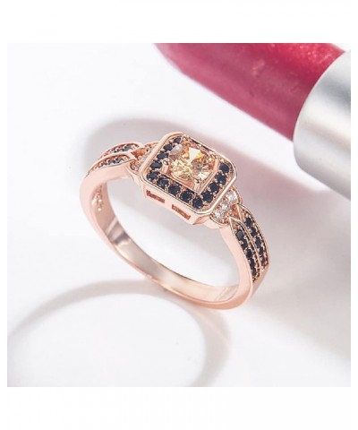 Women's Rose Gold Chocolate White and Brown Cubic Zirconia Statement Rings Black Wedding Rings for Women Chocolate Diamond Ch...