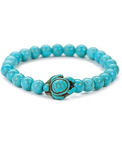 8mm Sea Turtles Beads Bracelet Turquoise Natutal Stone Elastic Stretch Bracelet for Women Men Girls 2pcs Blue&Multi $8.24 Bra...