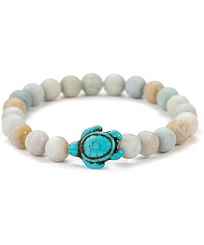 8mm Sea Turtles Beads Bracelet Turquoise Natutal Stone Elastic Stretch Bracelet for Women Men Girls 2pcs Blue&Multi $8.24 Bra...