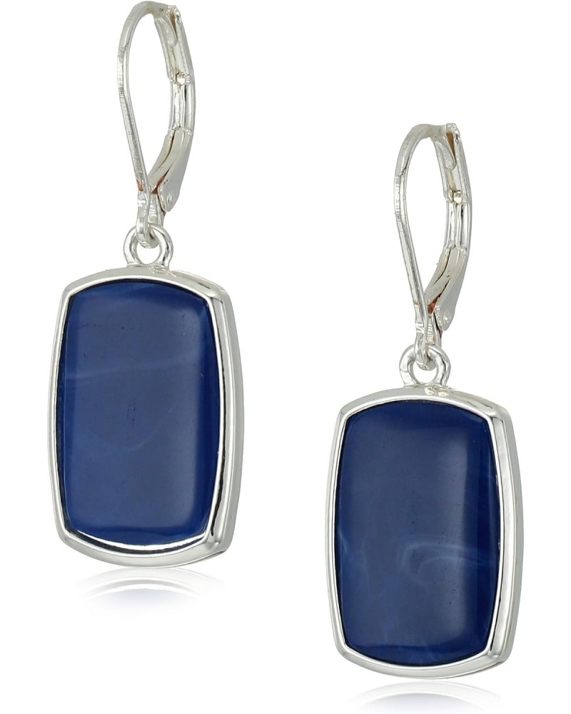 Women's Silvertone and Denim Large Drop Earrings $12.95 Earrings