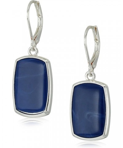 Women's Silvertone and Denim Large Drop Earrings $12.95 Earrings