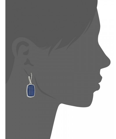 Women's Silvertone and Denim Large Drop Earrings $12.95 Earrings