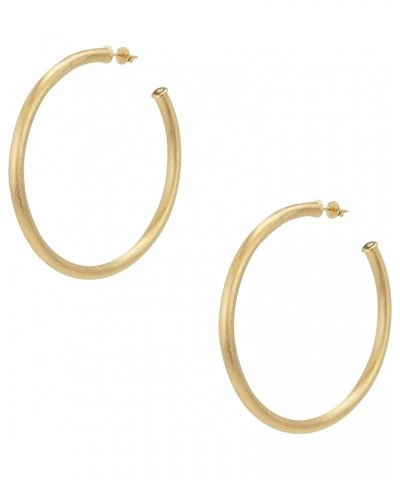 Everybody's Favorite Large 2.5 Inch Tubular Lightweight Hoop Earrings in Brush Champagne. 18k Gold and 18k Rose Gold Metal Pl...