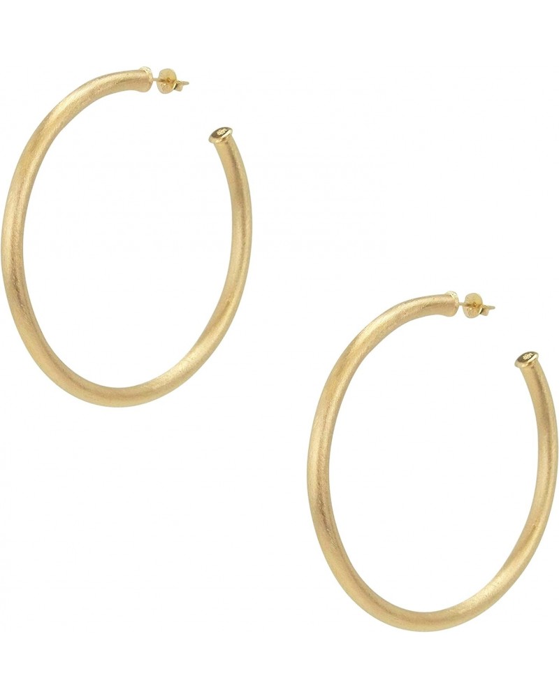 Everybody's Favorite Large 2.5 Inch Tubular Lightweight Hoop Earrings in Brush Champagne. 18k Gold and 18k Rose Gold Metal Pl...