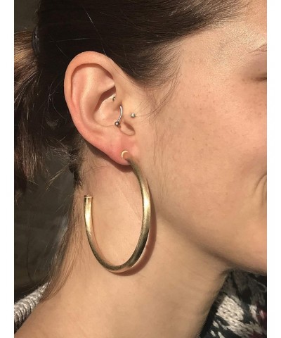 Everybody's Favorite Large 2.5 Inch Tubular Lightweight Hoop Earrings in Brush Champagne. 18k Gold and 18k Rose Gold Metal Pl...