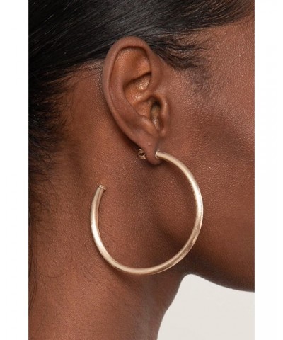 Everybody's Favorite Large 2.5 Inch Tubular Lightweight Hoop Earrings in Brush Champagne. 18k Gold and 18k Rose Gold Metal Pl...