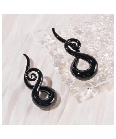 Glass Ear Tapers 8G-16mm Spiral Gauges Plugs Colorful Ear Stretchers for Women Men Handmade Hanger Gauges Earrings Black -A $...