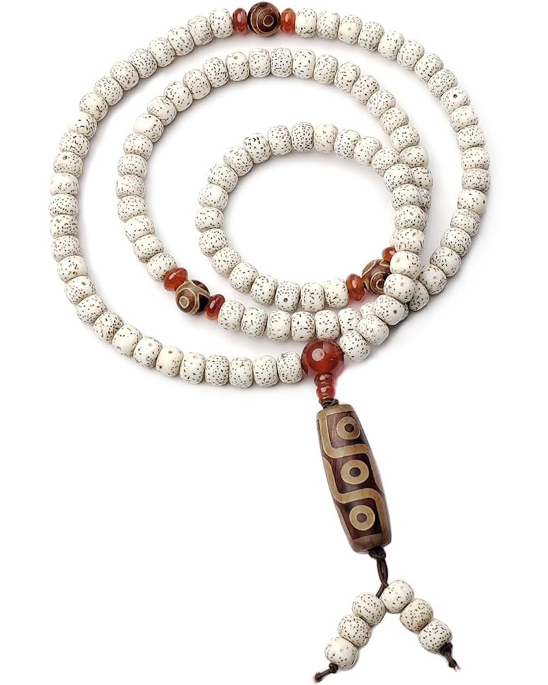 9mm Natural Xingyue Bodhi Seed 108 Mala Bracelet for Women with Dzi Bead Buddhist Necklace Prayer Beads 9mm-Aged Dzi Bead $13...