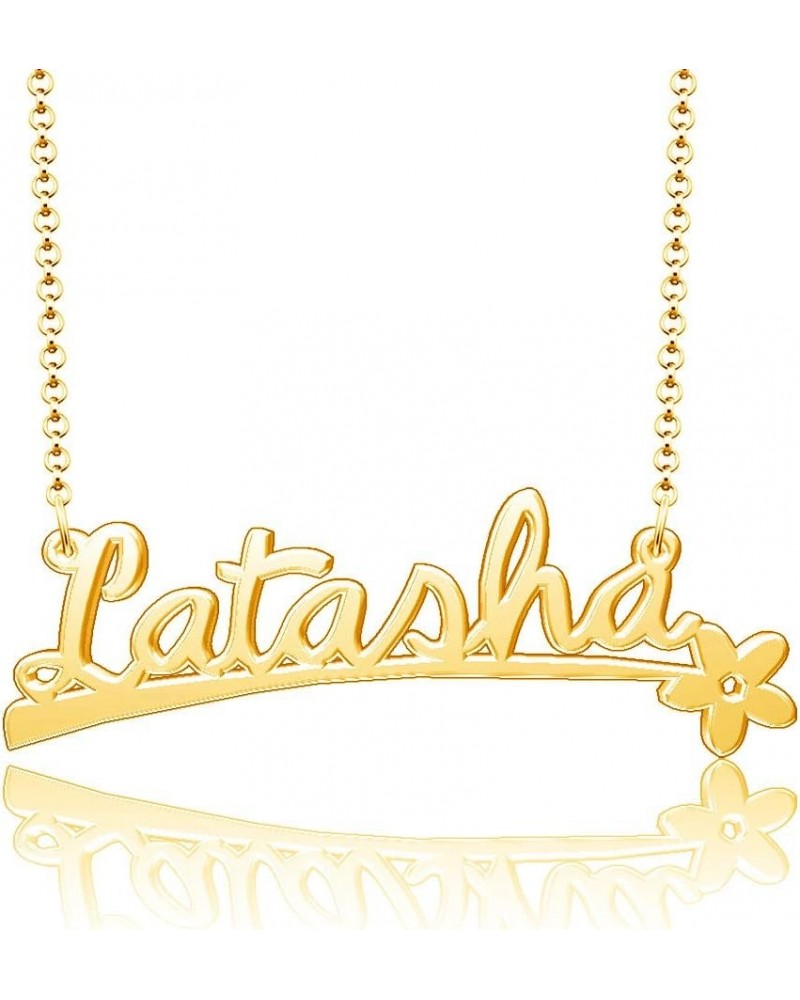 24k Gold Plated Flower Personalized Nameplate Custom Name Necklace Latasha $12.65 Necklaces