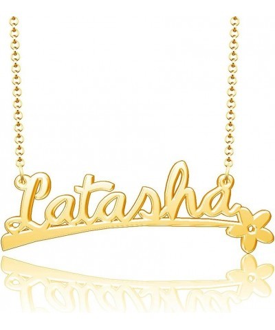 24k Gold Plated Flower Personalized Nameplate Custom Name Necklace Latasha $12.65 Necklaces