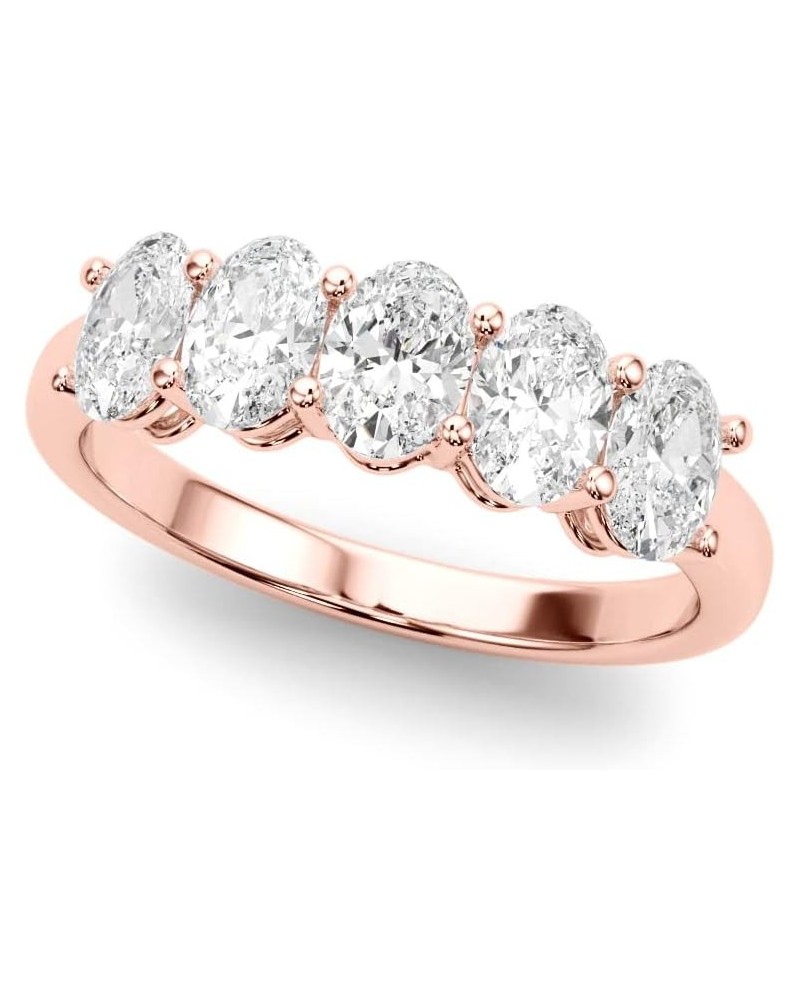 1 Carat & 2 Carat Oval Lab Grown 14K Diamond Five Stone Anniversary Band for Women (F-G/VS-SI) 7 1 Carat Rose Gold $411.18 Rings