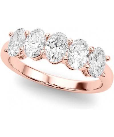 1 Carat & 2 Carat Oval Lab Grown 14K Diamond Five Stone Anniversary Band for Women (F-G/VS-SI) 7 1 Carat Rose Gold $411.18 Rings