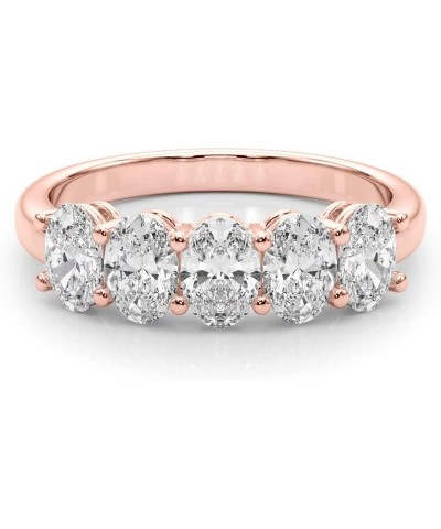 1 Carat & 2 Carat Oval Lab Grown 14K Diamond Five Stone Anniversary Band for Women (F-G/VS-SI) 7 1 Carat Rose Gold $411.18 Rings